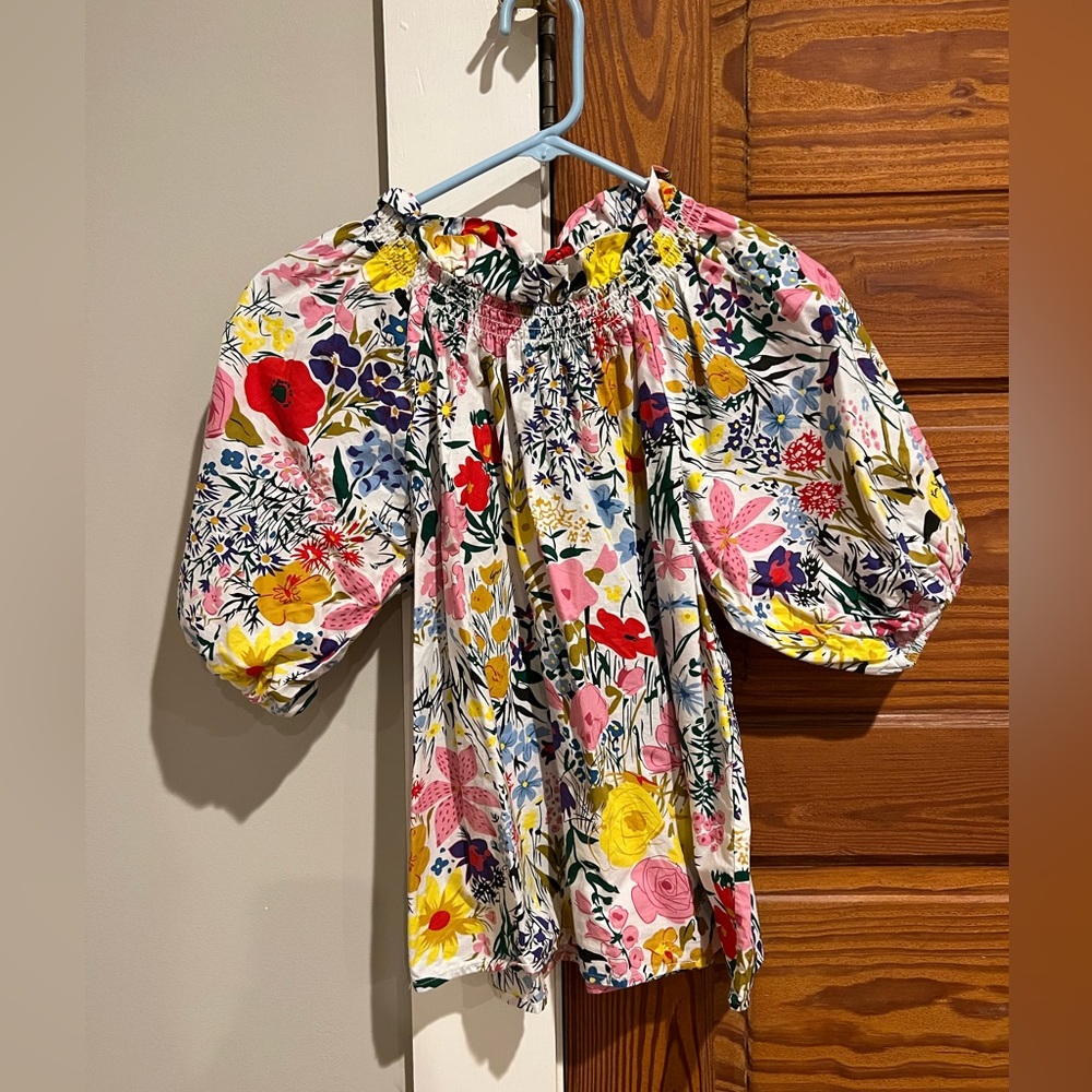 THML floral smocked neck top